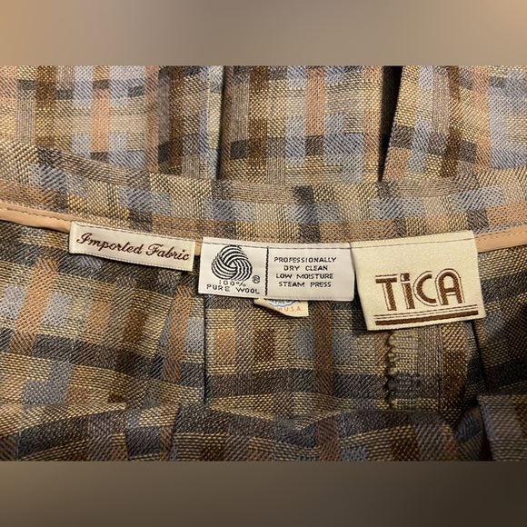 Vintage Tica Women’s Plaid Midi Pleated Skirt 100% Wool Union Tag Sz 14 academia - Picture 3 of 7